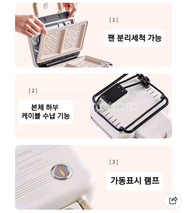 YIDPU 샌드위치 & 와플 메이커(한번 사용/새것 컨--7