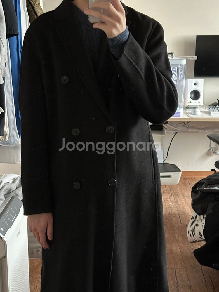 타임옴므 핸드메이드 더블코트 블랙 100 사이즈 싸게 팝니다--3