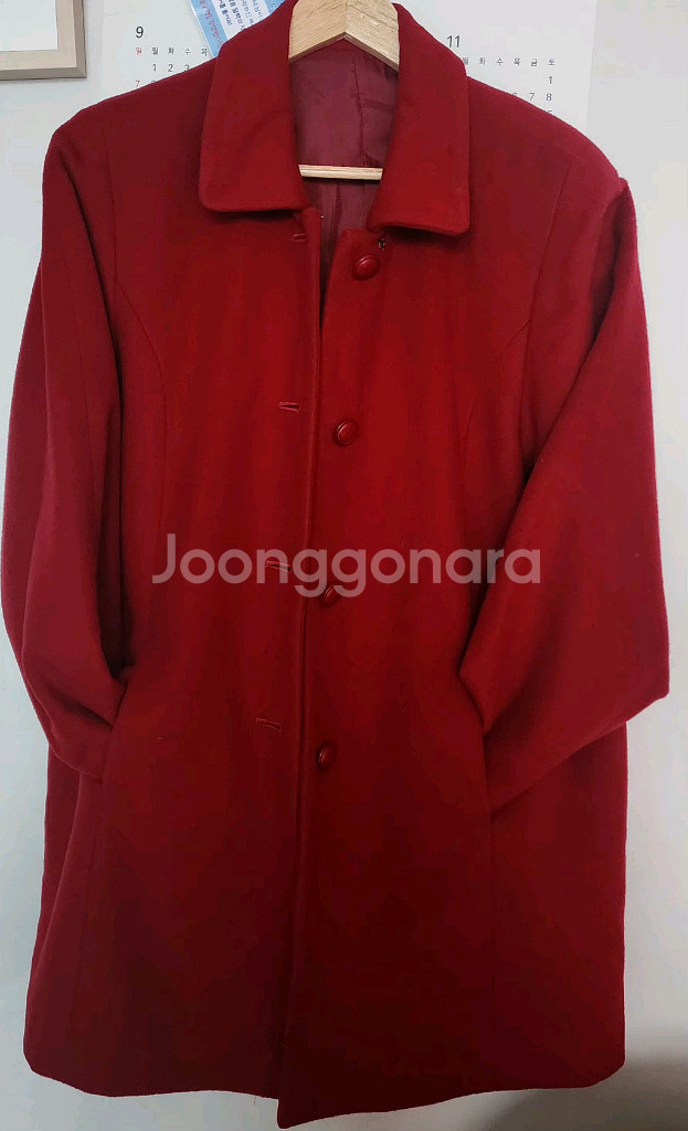 여성 레드 롱 코트--0