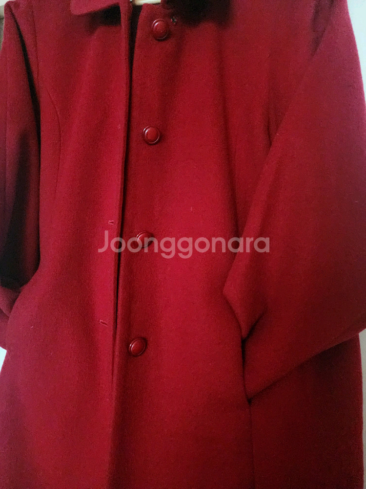 여성 레드 롱 코트--1