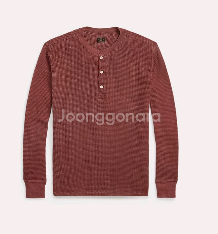 더블알엘 가먼트다이 와플 헨리넥 와인 XL RRL--0