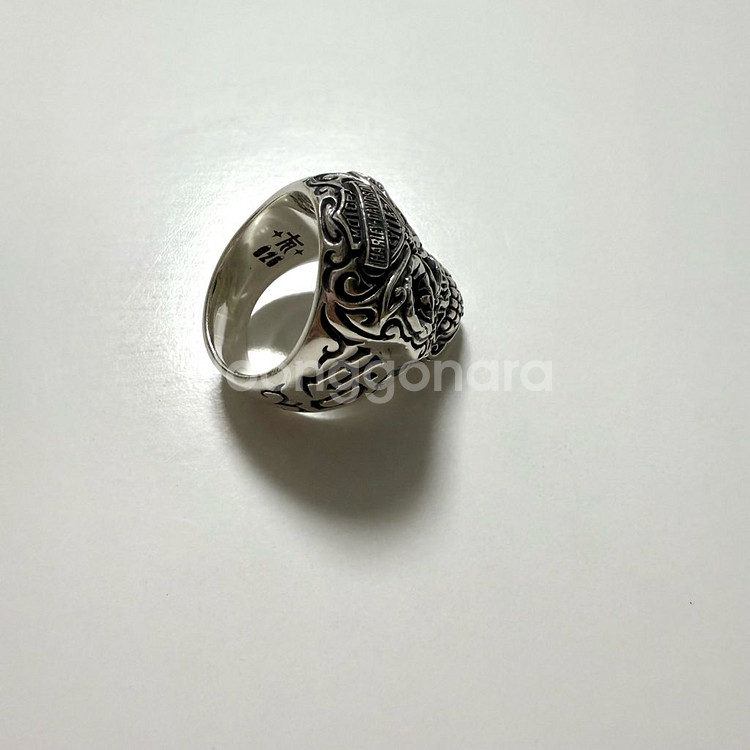 (정품) 할리 할리데이비슨 925실버 슈가 스컬 해골 B&S 남자 목걸이 반지 은목걸이 은반지 세트--8