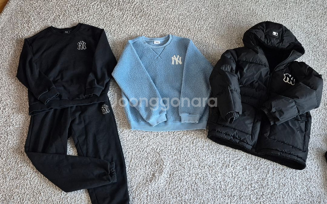 엠엘비키즈 구스패딩155사이즈 양면패딩 mlb키즈155 상하복세트 모두 묶음--0