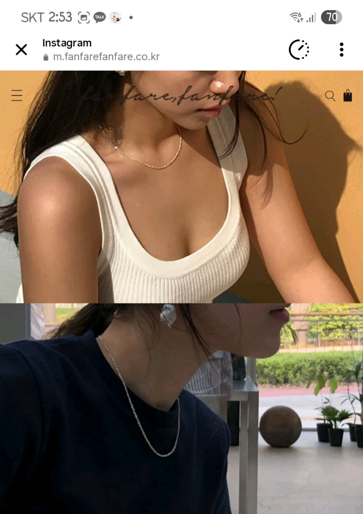 팡파르팡파르 체인 목걸이 실버 44 사이즈--4