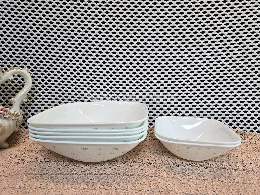 코렐 사각볼 샐러드볼과 스프볼 7장.소분가능--0