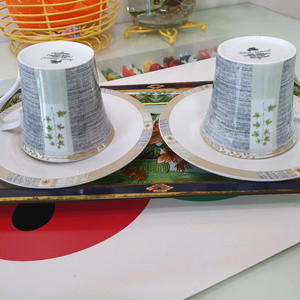 빈티지 한국도자기 커피잔 소서 세트 2인