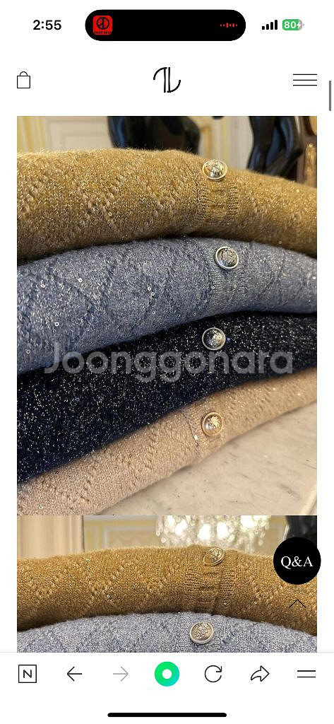 더로랑 펄시퀸 니트 가디건 자켓 골드 하객룩--2