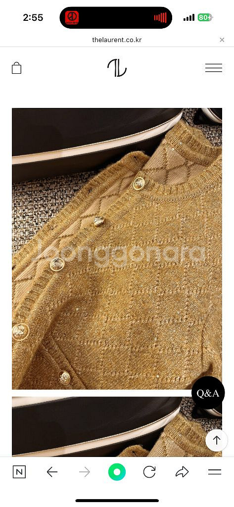 더로랑 펄시퀸 니트 가디건 자켓 골드 하객룩--3