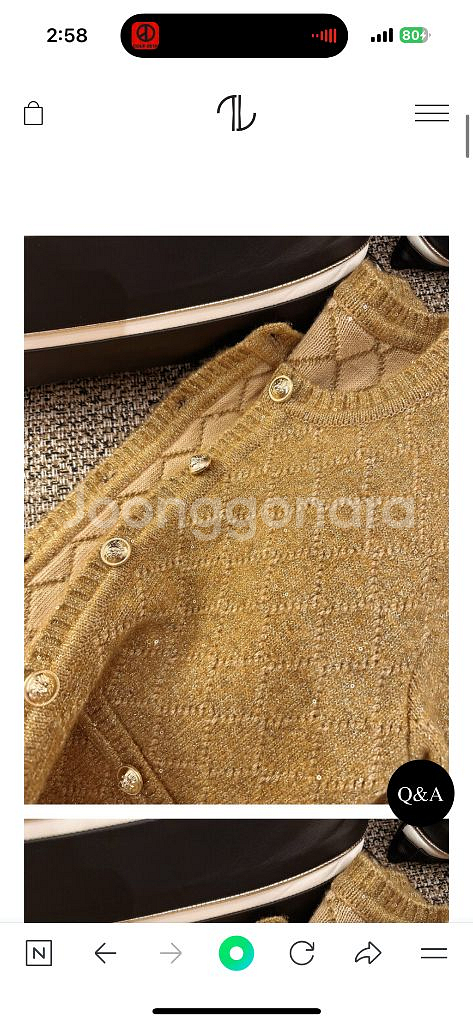 더로랑 펄시퀸 니트 가디건 자켓 골드 하객룩--8