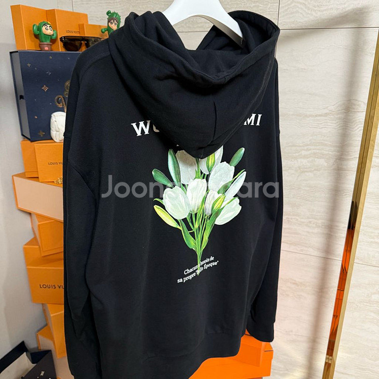 [52사이즈]우영미 백로고 플라워 튤립 후드티--1