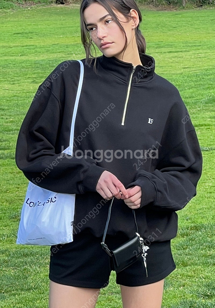 로우클래식 LC 소프트 하프 집업 스웻셔츠 블랙 라지 판매 LC SOFT HALF ZIP-UP SWEATSHIRT_--6