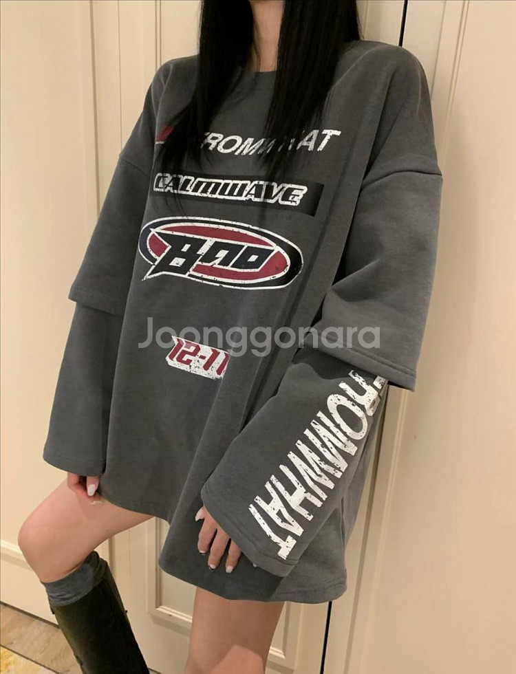 <새상품> 레터링 기모 티셔츠 2color--0