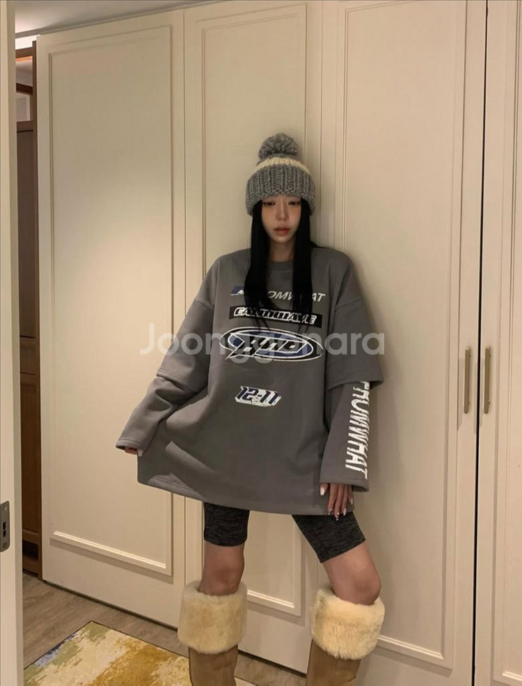 <새상품> 레터링 기모 티셔츠 2color--4