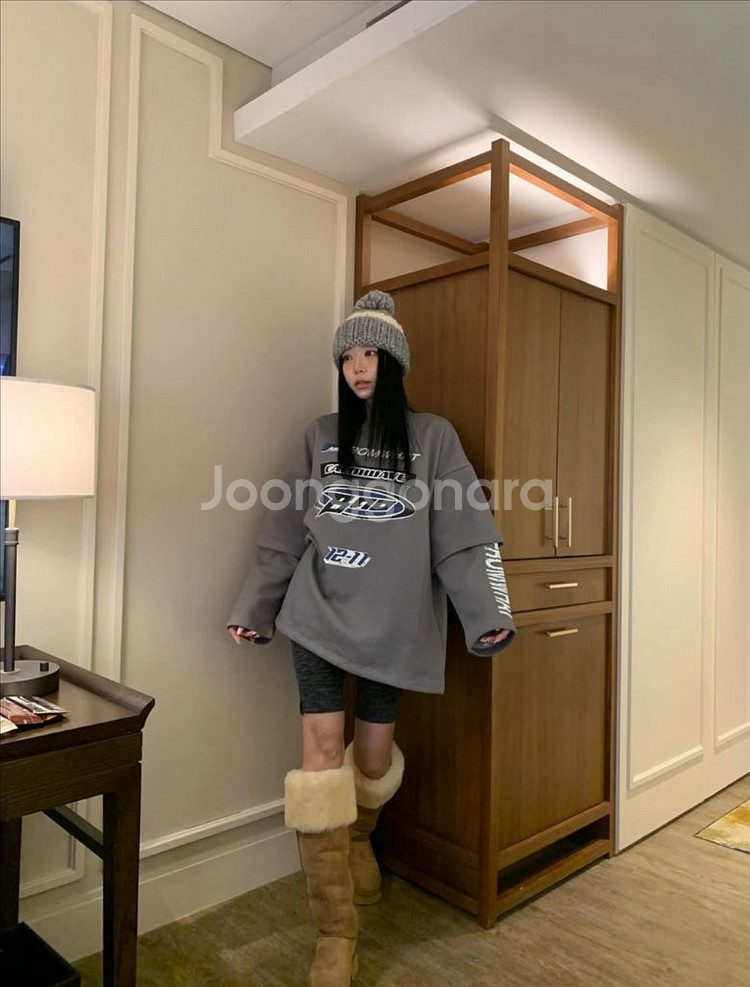 <새상품> 레터링 기모 티셔츠 2color--6