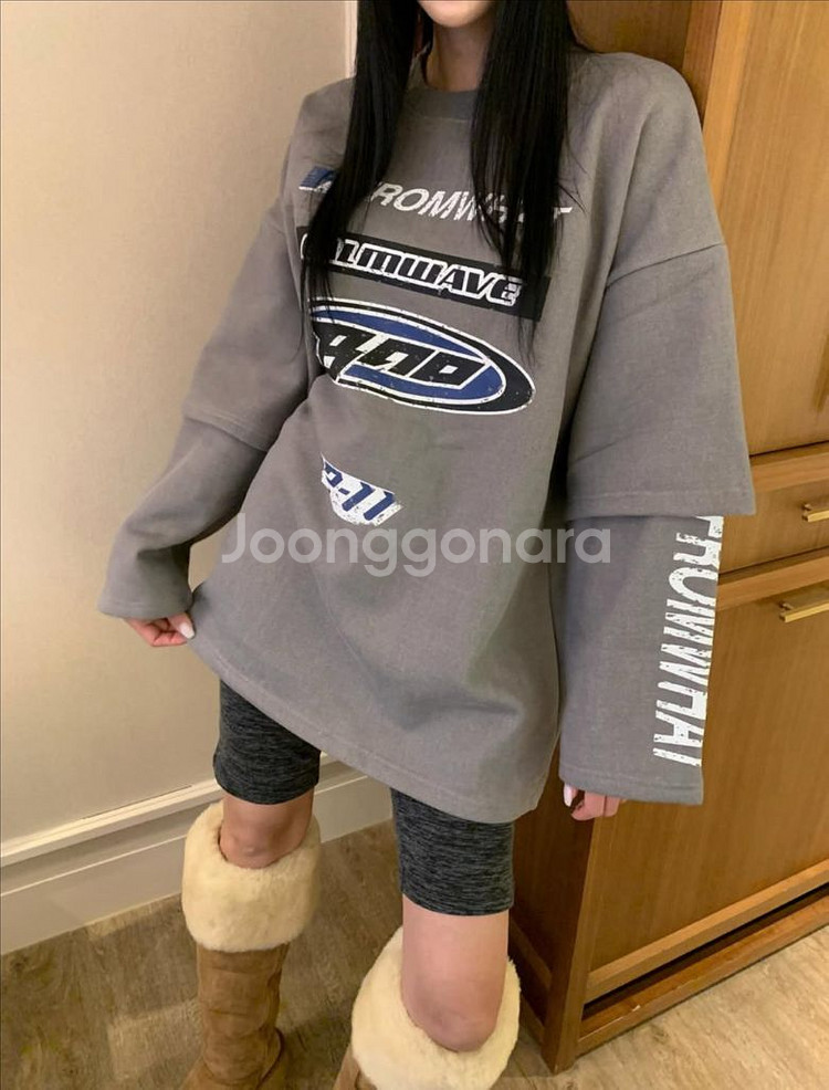 <새상품> 레터링 기모 티셔츠 2color--9