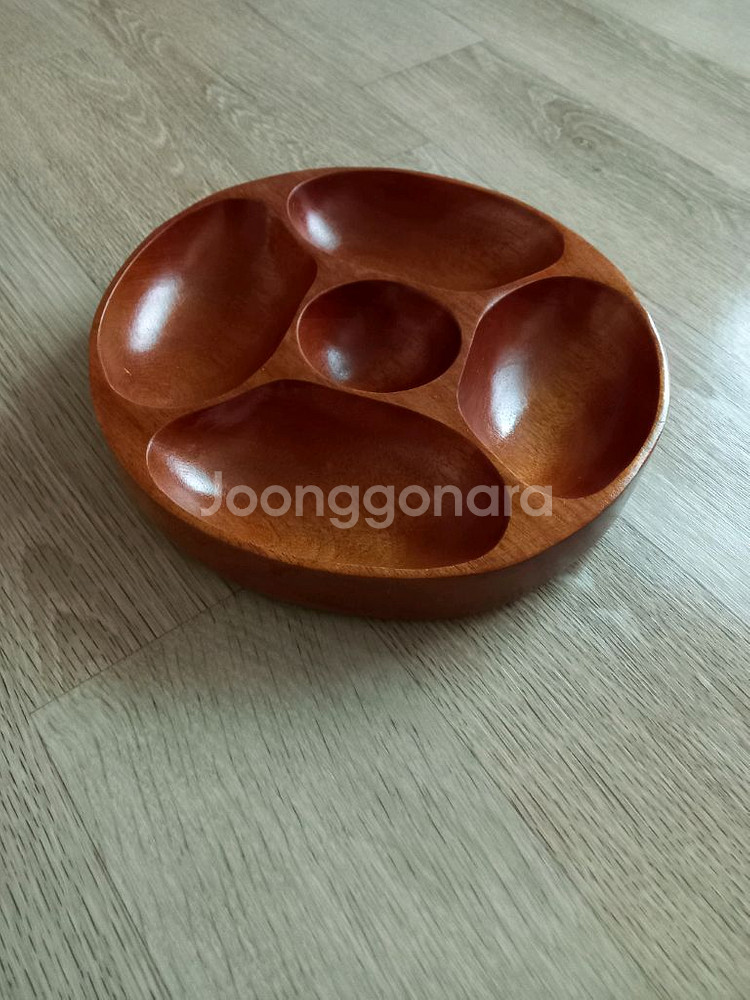 원형 원목 그릇 접시--0