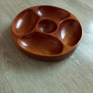 원형 원목 그릇 접시