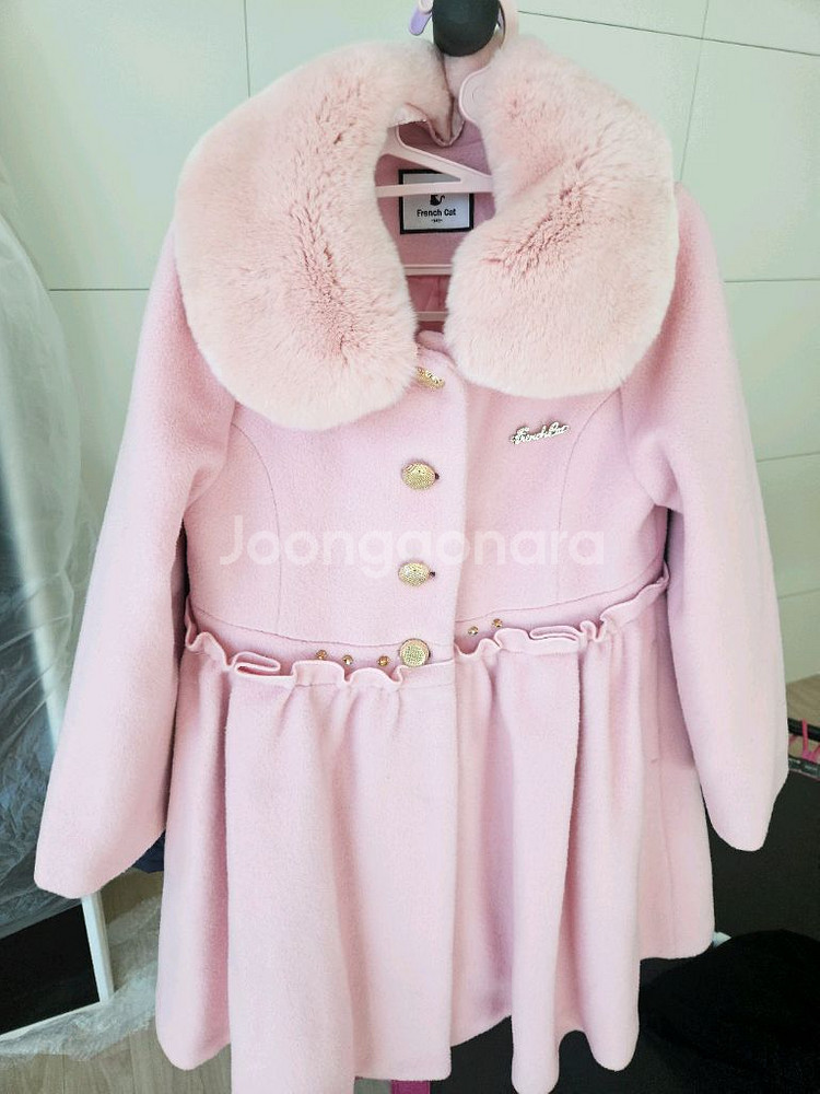 프렌치캣 핑크 코트 145 (1회 착용)--0