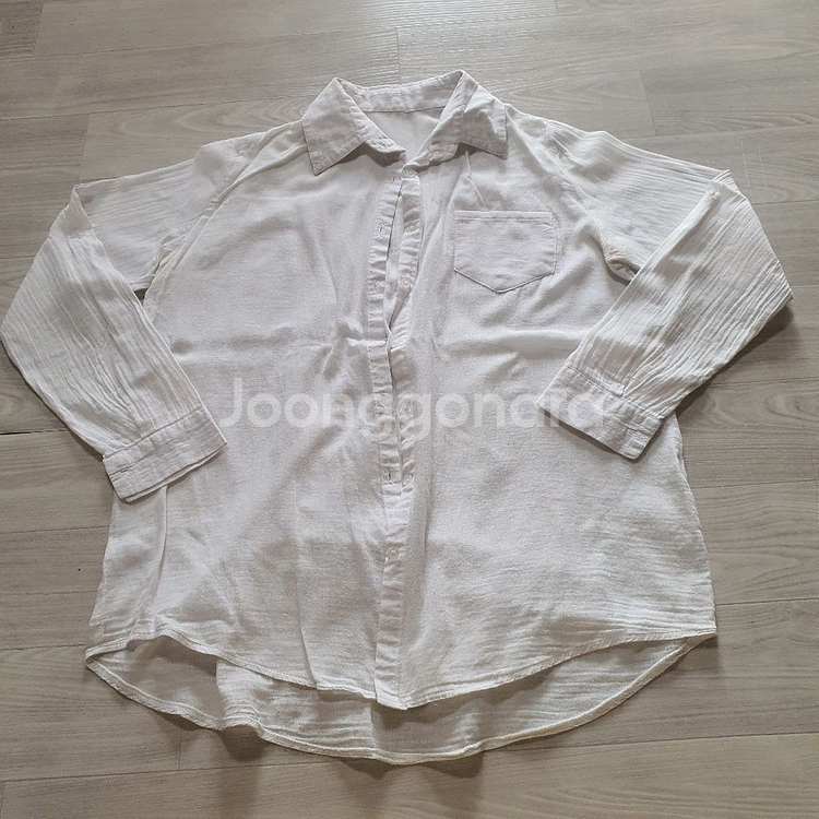 시스루 린넨 흰색 셔츠 긴팔 화이트 남방 기본 거즈 여름 봄 가을 여성 블라우스--0