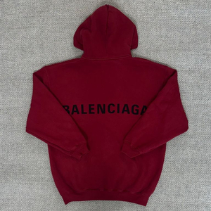 발렌시아가 백로고 후드티 레드