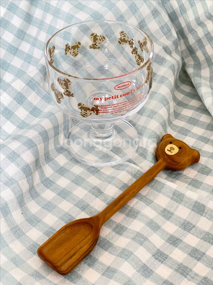 곰돌이 나무 스푼+ 고블렛-240ml (일괄판매)(새제품)--0
