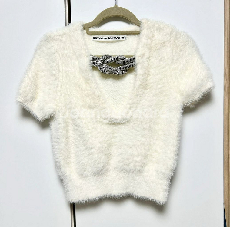 알렉산더왕 퍼 크리스털 반소매 탑--0