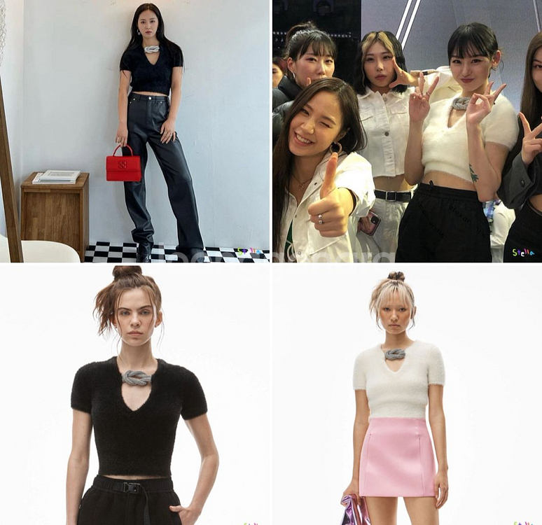 알렉산더왕 퍼 크리스털 반소매 탑--5