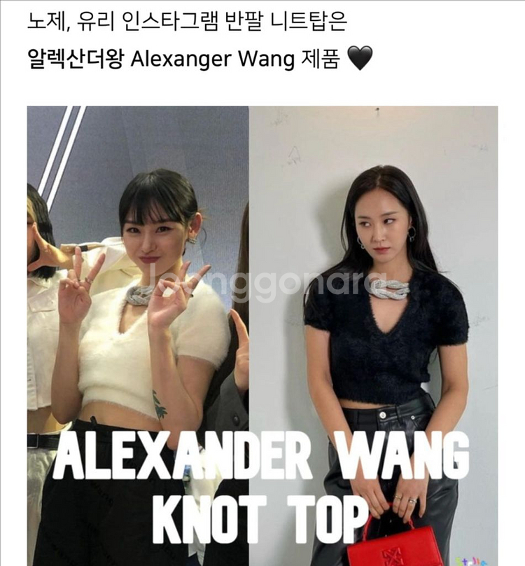 알렉산더왕 퍼 크리스털 반소매 탑--4