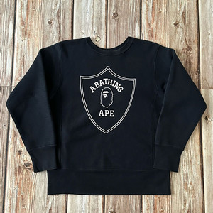 베이프 챔피온 레드택 크루넥 스웻셔츠 블랙 L 사이즈