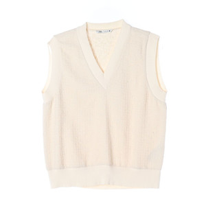 [L]자라 베이지 브이넥 트위드 민소매 조끼 베스트