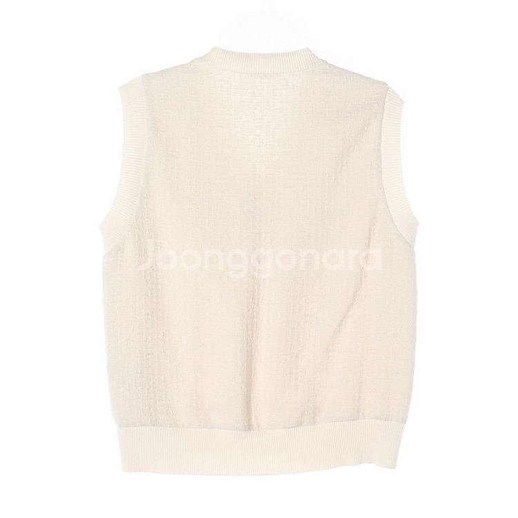 [L]자라 베이지 브이넥 트위드 민소매 조끼 베스트--3