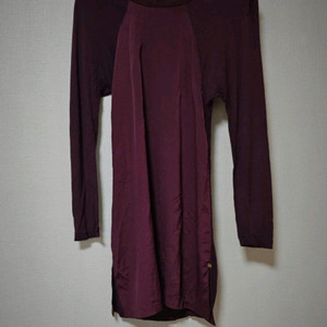 SYSTEM 버건디 시스루 롱티셔츠 F 90사이즈