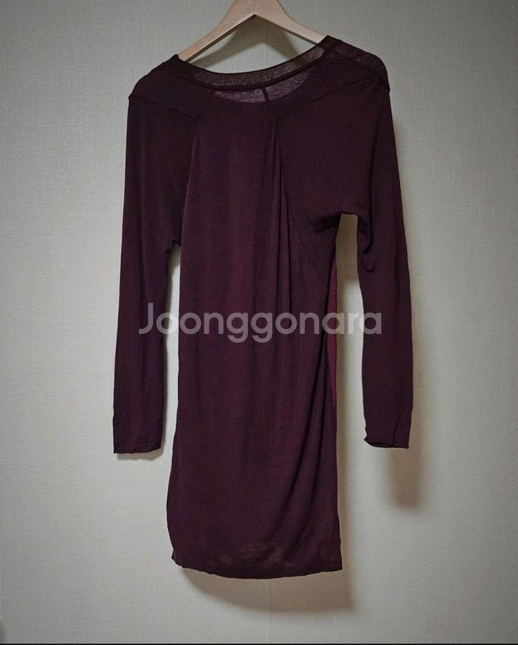 SYSTEM 버건디 시스루 롱티셔츠 F 90사이즈--1