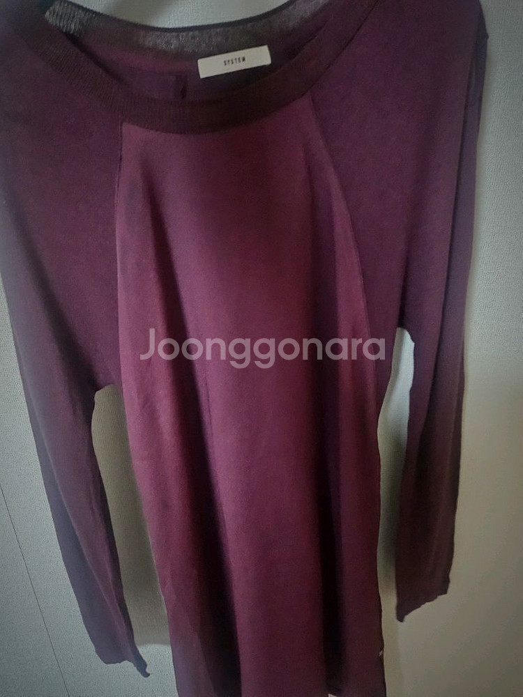 SYSTEM 버건디 시스루 롱티셔츠 F 90사이즈--3