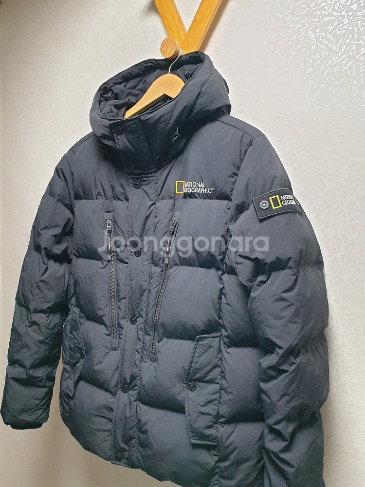 [남95] 내셔널지오그래픽 블랙 패딩 후디--1