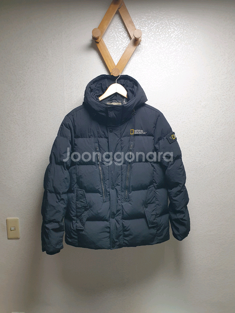 [남95] 내셔널지오그래픽 블랙 패딩 후디--0