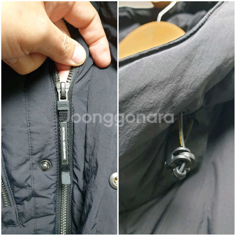 [남95] 내셔널지오그래픽 블랙 패딩 후디--8