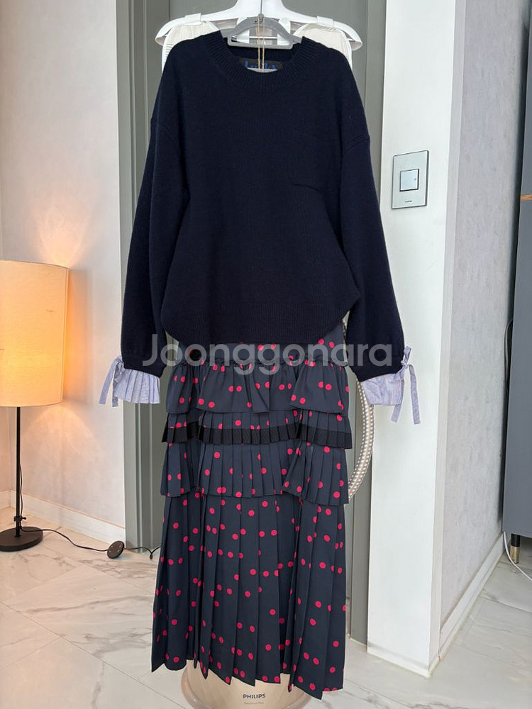 럭키슈에트 소매프릴 캐시미어 니트-프리사이즈---1