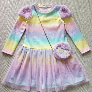 (새제품) 프렌치캣 무지개 나염 기모 원피스 145