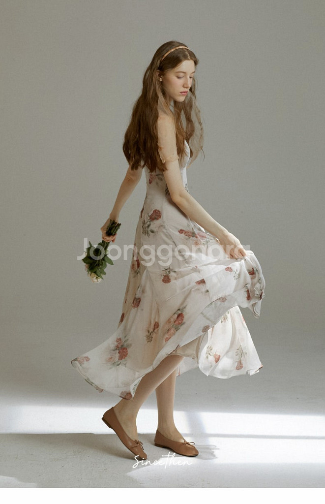 S사이즈) 신스덴 뮤트 베쥬 롱원피스 휴양지여름나시원피스 플로랄원피스--1