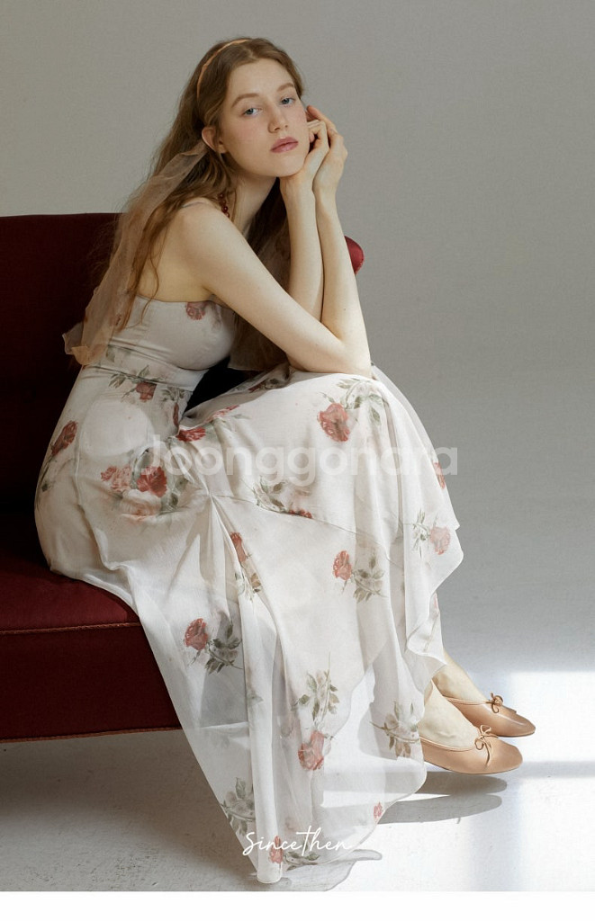 S사이즈) 신스덴 뮤트 베쥬 롱원피스 휴양지여름나시원피스 플로랄원피스--3