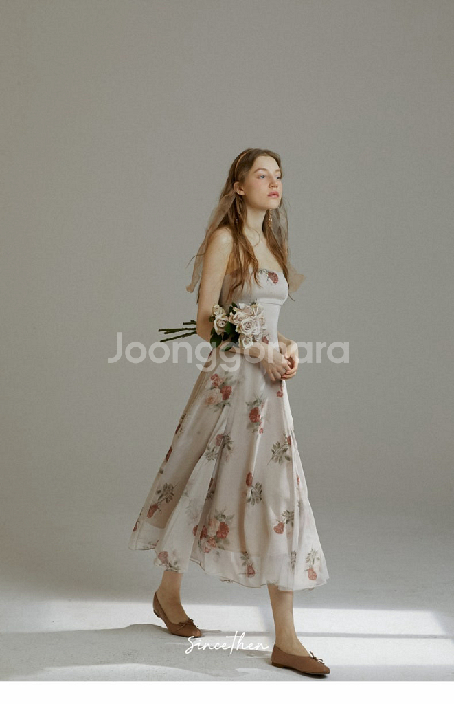 S사이즈) 신스덴 뮤트 베쥬 롱원피스 휴양지여름나시원피스 플로랄원피스--2