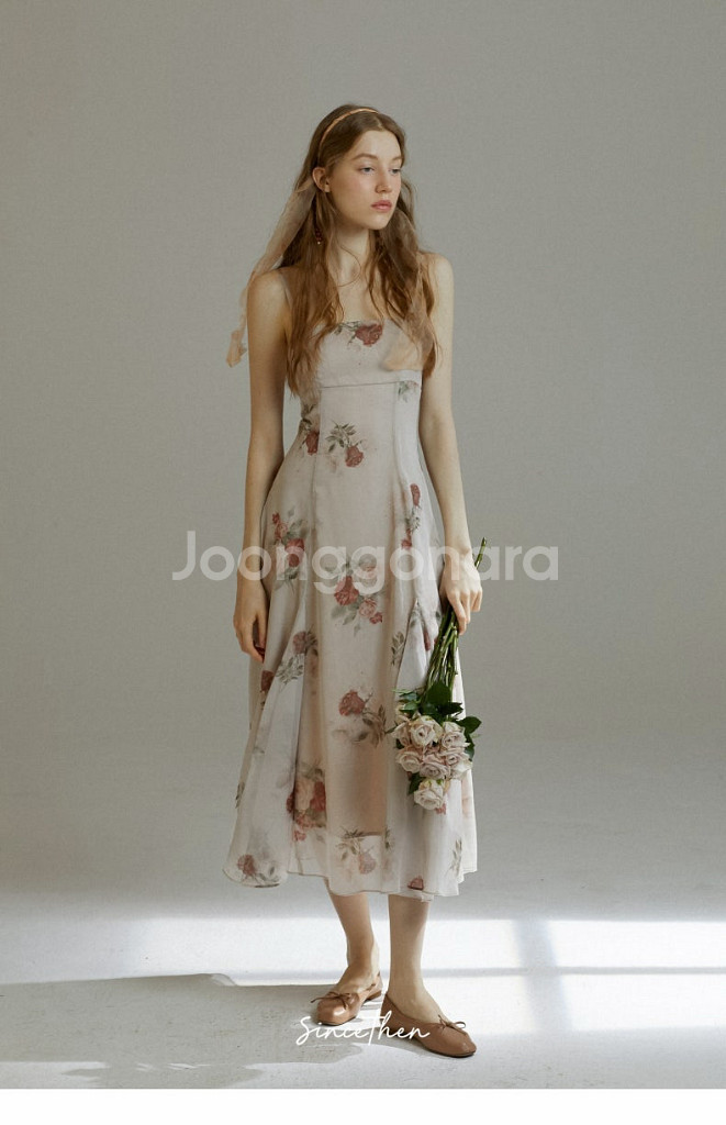 S사이즈) 신스덴 뮤트 베쥬 롱원피스 휴양지여름나시원피스 플로랄원피스--0