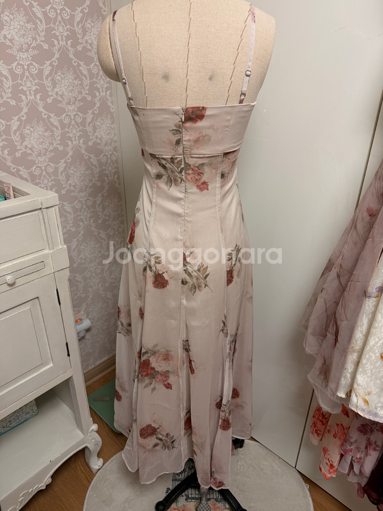 S사이즈) 신스덴 뮤트 베쥬 롱원피스 휴양지여름나시원피스 플로랄원피스--8