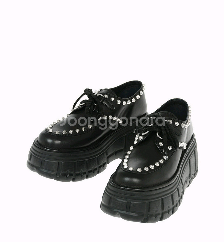 (정품) 미우미우 레더 스터드 로퍼 35.5 (명품 더비슈즈 신발 구두)--0