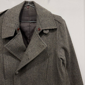 우영미 울 해링본 알파카헤어 더블카라 자켓