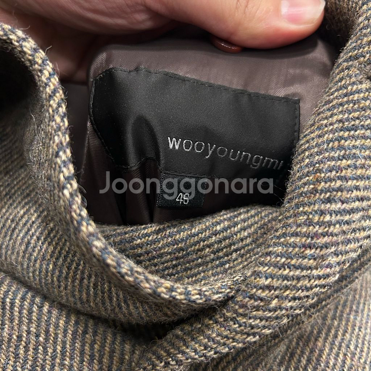 우영미 울 해링본 알파카헤어 더블카라 자켓--2