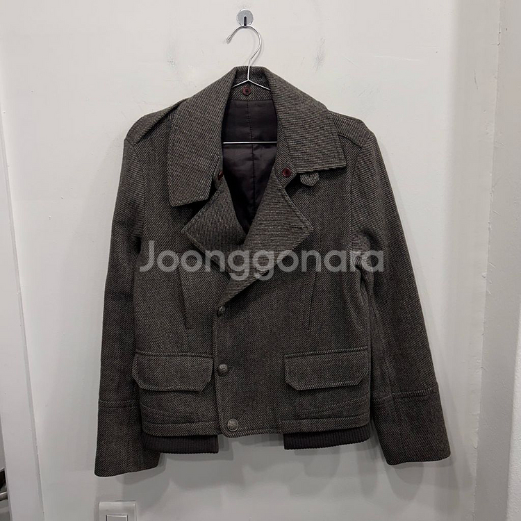 우영미 울 해링본 알파카헤어 더블카라 자켓--1