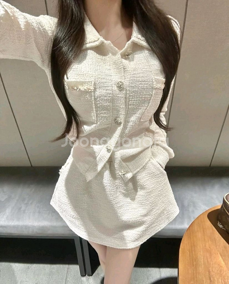 새상품 엘로니 펄 트위드 투피스 세트 수입의류 꾸안꾸룩--6