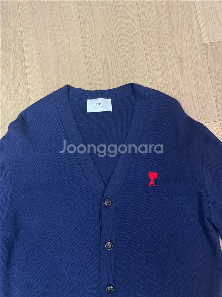 AMI 아미 스몰하트로고 울 가디건--1